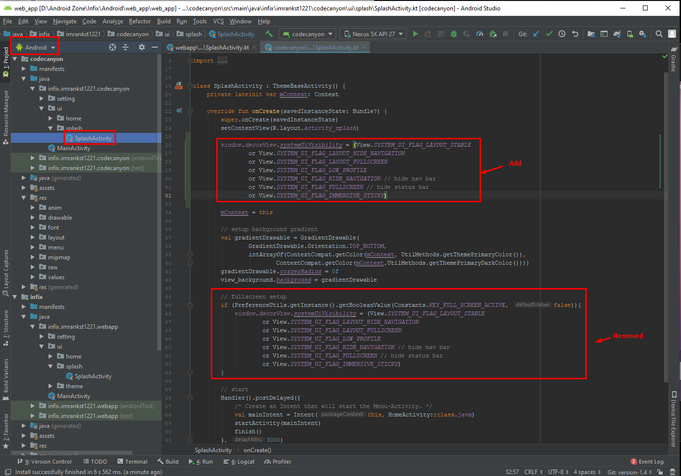 How to make the SplashScreen full screen? Rocketweb